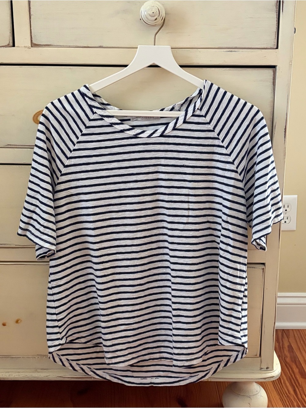 cut loose Navy and White Striped Short-Sleeve Tee
